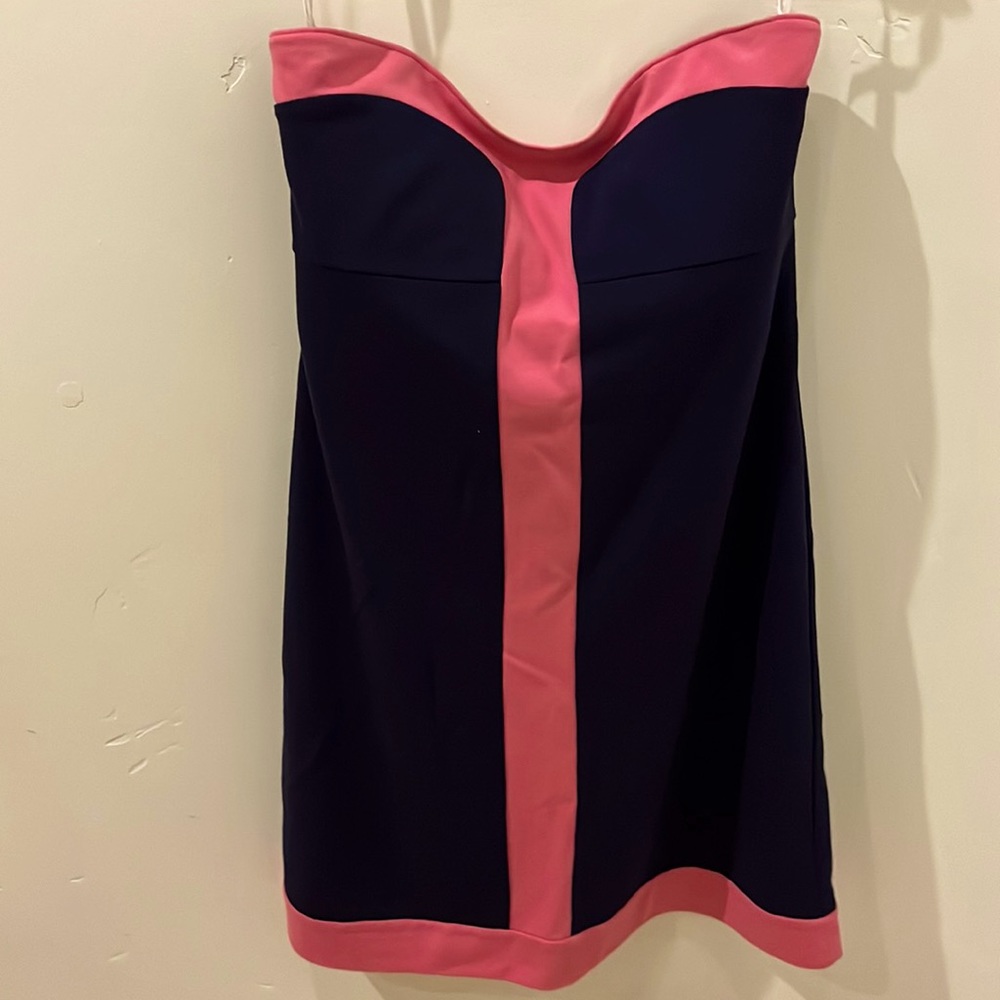 Gorgeous strapless navy and pink lily pulitzer dress size S